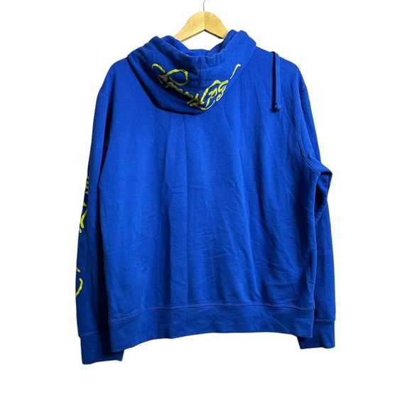 ED HARDY ROYAL BLUE BLONDE HAIR FLOWERS SKULL TATTOO SWEATSHIRT HOODIE SWEATER - Picture 2 of 8